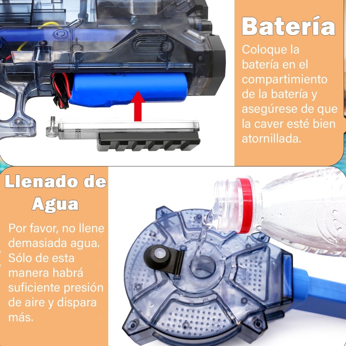 Pistola De Agua Eléctrica Para Niños de Alta Presión Automática - Camaleon